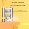 Mini cooling fan USB portable air cooler desktop silent spray watercooled air conditioning fan atmosphere light