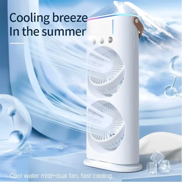 Remote Control 3 Speeds Double Head Portable Fan Air Cooling Humidifier Purifier Mist Cooler Adjustable Air Cooler Coole