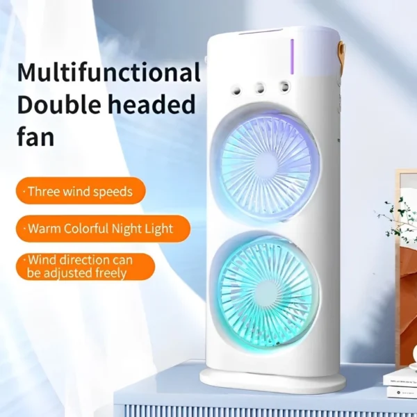 Remote Control 3 Speeds Double Head Portable Fan Air Cooling Humidifier Purifier Mist Cooler Adjustable Air Cooler Coole
