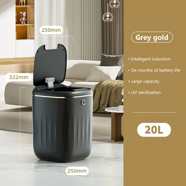20L Intelligent Trash Can Automatic Sensor Dustbin Smart Sensor Electric Waste Bin Home Rubbish Can For Kitchen Bathroom