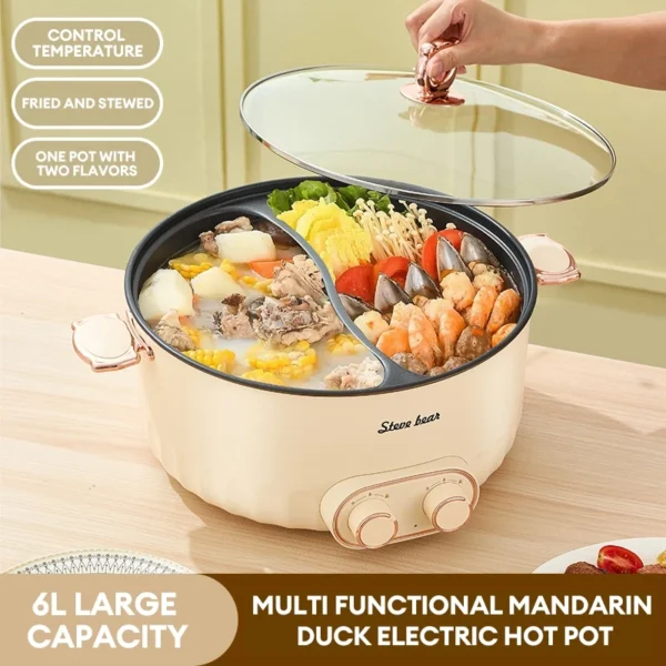 6L Electric Hot Pot Multifunctional Micro Pressure Steamboat Pot Household Doubleflavor Hot Pot