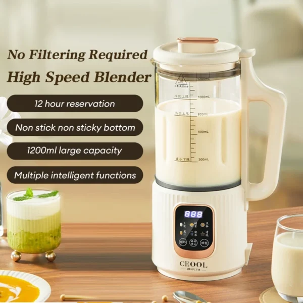 1200ml Mini Soya Bean Milk Machine Juicer Home Blender Machine Breaking Grinding Wall Glass Multifunctional