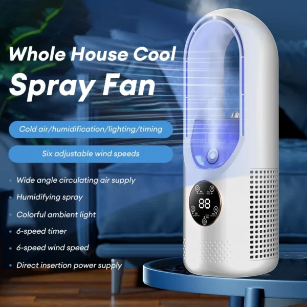 Bladeless SprayMist Fan Mini ChargerRechargeable Fan Pelembaban Portable SmallMini Air Conditioner Fan Led LampLight