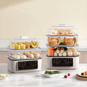 my-11134207-7rask-mbc6l3dmsnnrdc.webp 34L Multi functional Electric Steamer Threelayer Breakfast Machine Stainless Steel Steamer