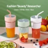 450ML Electric Fruit Juicer Portable Wireless Blender Juice Mixer  Cup With Straw With 6Blade USB Charging