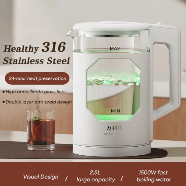 Electric Kettle 316 Stainless Steel 1500W Fast Boil Heater Jug Electric Kettle