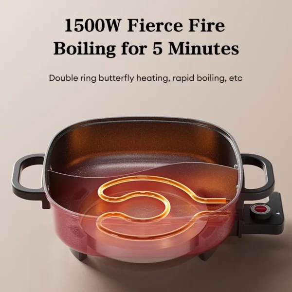 Electric Hot Pot Household Multifunctional Mini High Power Stirring Fry Pot Double Flavor Hot Pot