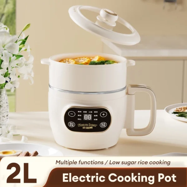 my-11134207-820lh-mfmdecr8ycjx75.webp 2L Multifunctional Mini Electric Rice Cooker With Steamer Household Smart Slow Cooker