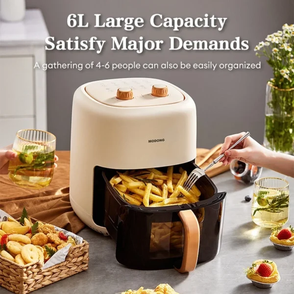 6L Air Fryer Home Integrated Oven Multifunctional Large Capacity 1400W Smart Air Fryer