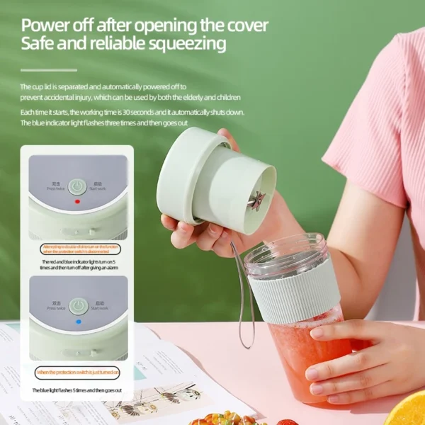 Portable 4 Blades Portable Fruit Juicer Wireless Mini Electric Ice Blender USB Recharge Waterproof Mixer